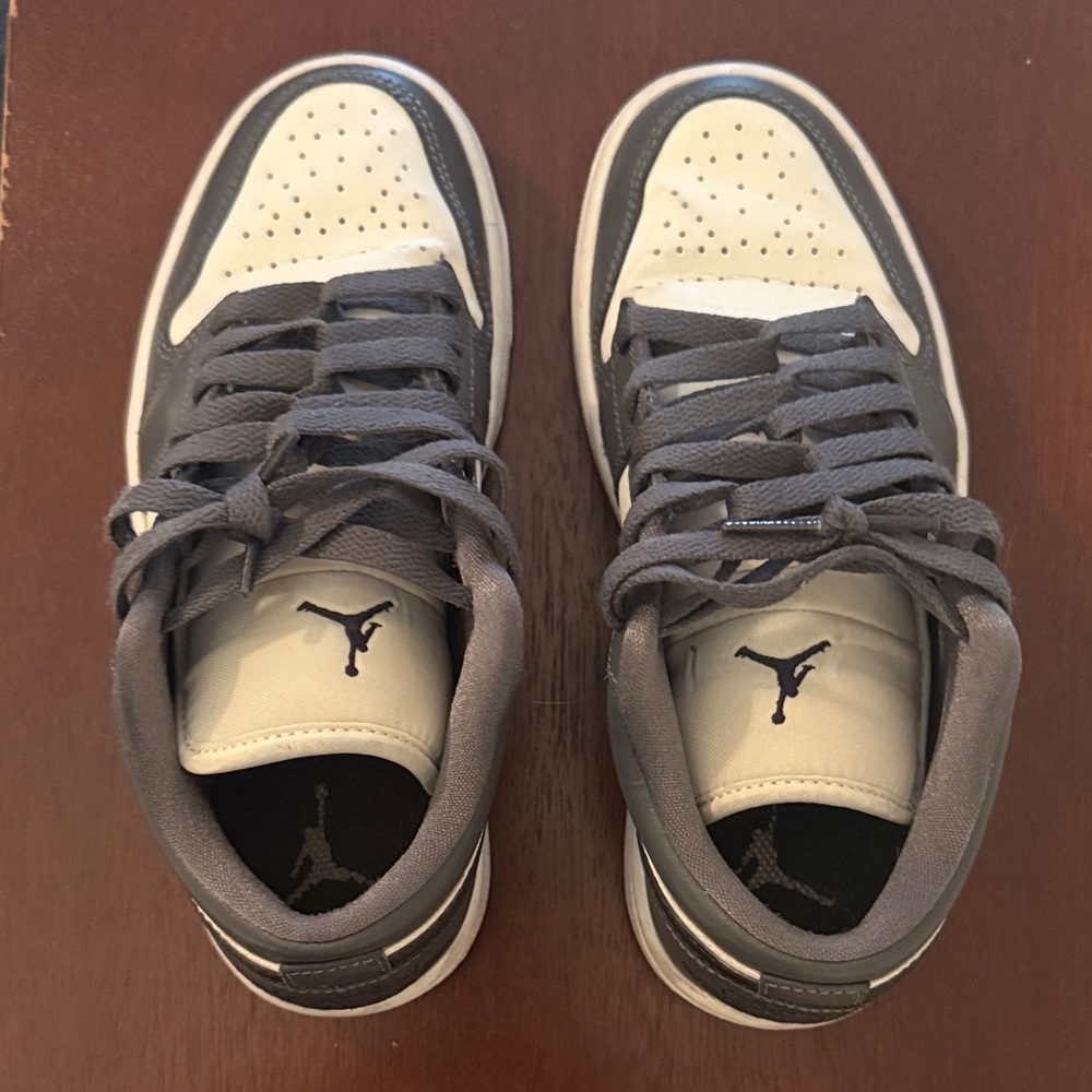 Jordan women’s Charcoal and White Sneakers